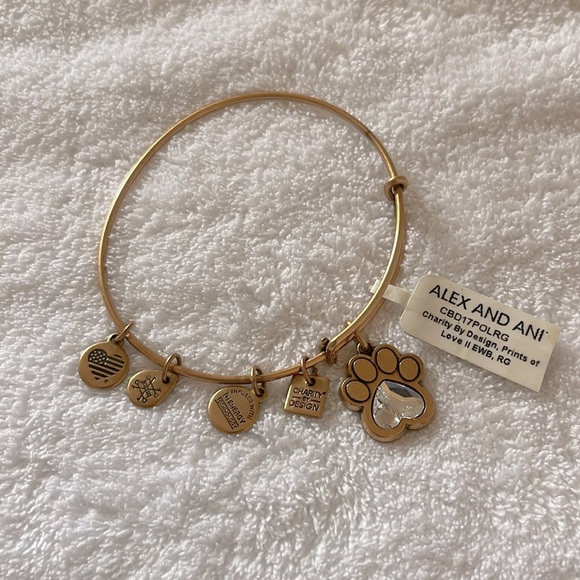 Alex and Ani Crystal Paw Prints of Love Charm Bangle NWT - Picture 1 of 4